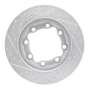 Chevrolet K3500 Brake Rotor (1) - Front Right - R1 Concepts - Drilled & Slotted - Silver - `92-`00